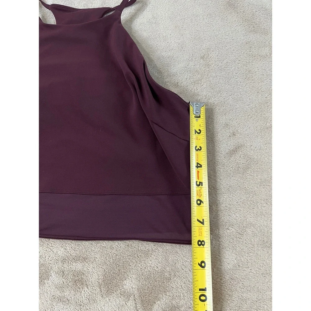 Lululemon High Neck Racerback Tank Top Shelf Bra Women XL Burgundy Mesh Hem EUC